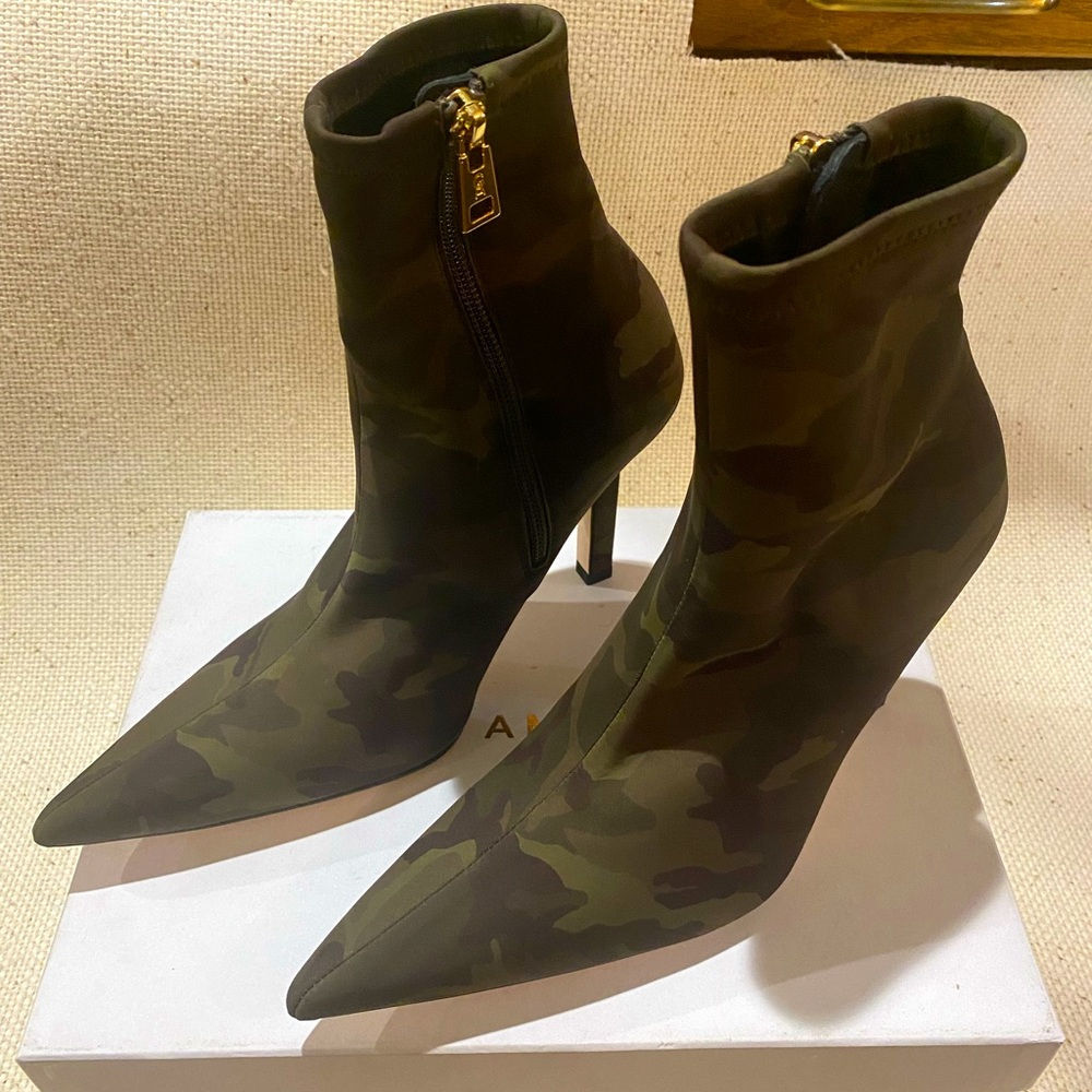Good American Camo Heeled Booties
